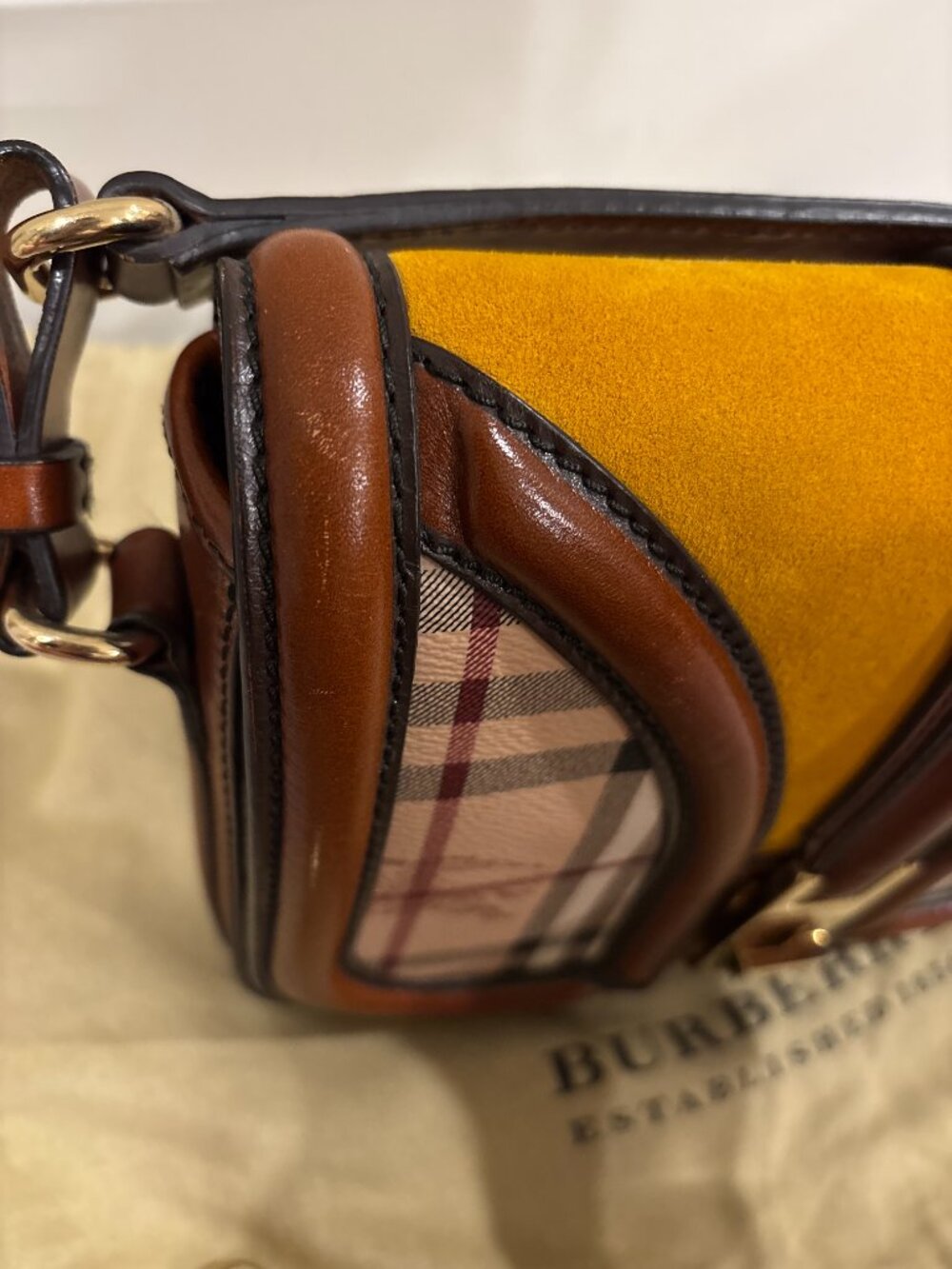 Burberry Haymarket Check Multicolor Top Handle Crossbody Bag - Picture 4 of 16